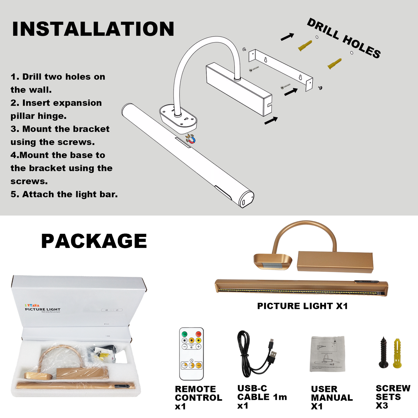 LYTARA Dimmable Wireless Picture Light with Remote Control and Timer